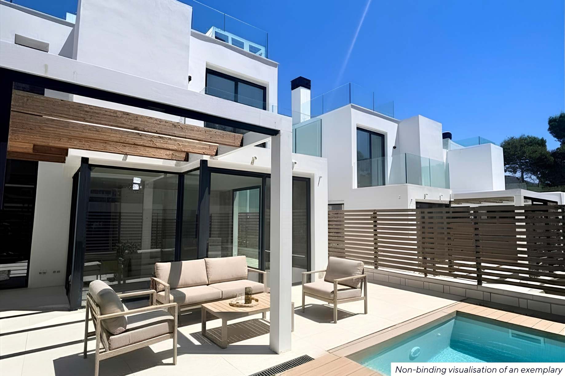 Cala Tarida, Ibiza, Spanien — Villa mit 3 Schlafzimmern, Dachterrasse und Meerblick