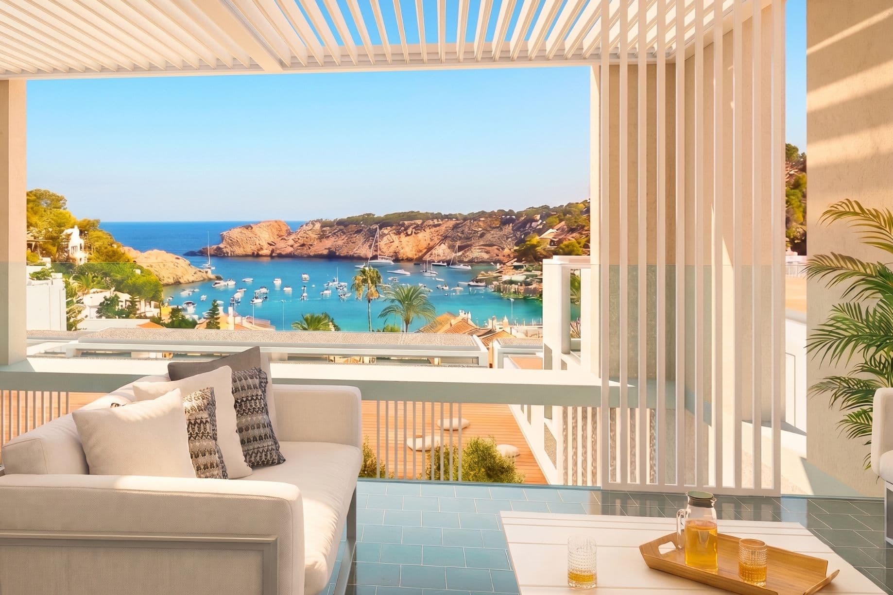 Cala Vadella, Ibiza, Espagne — Penthouse 2 chambres avec vue mer et toit-terrasse privé