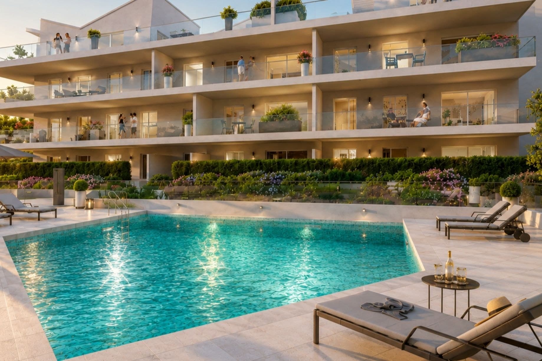 Cannes, Côte d'Azur, Frankreich — Gartenwohnung mit 2 Schlafzimmern, privatem Garten, umlaufender Terrasse und Pool 2