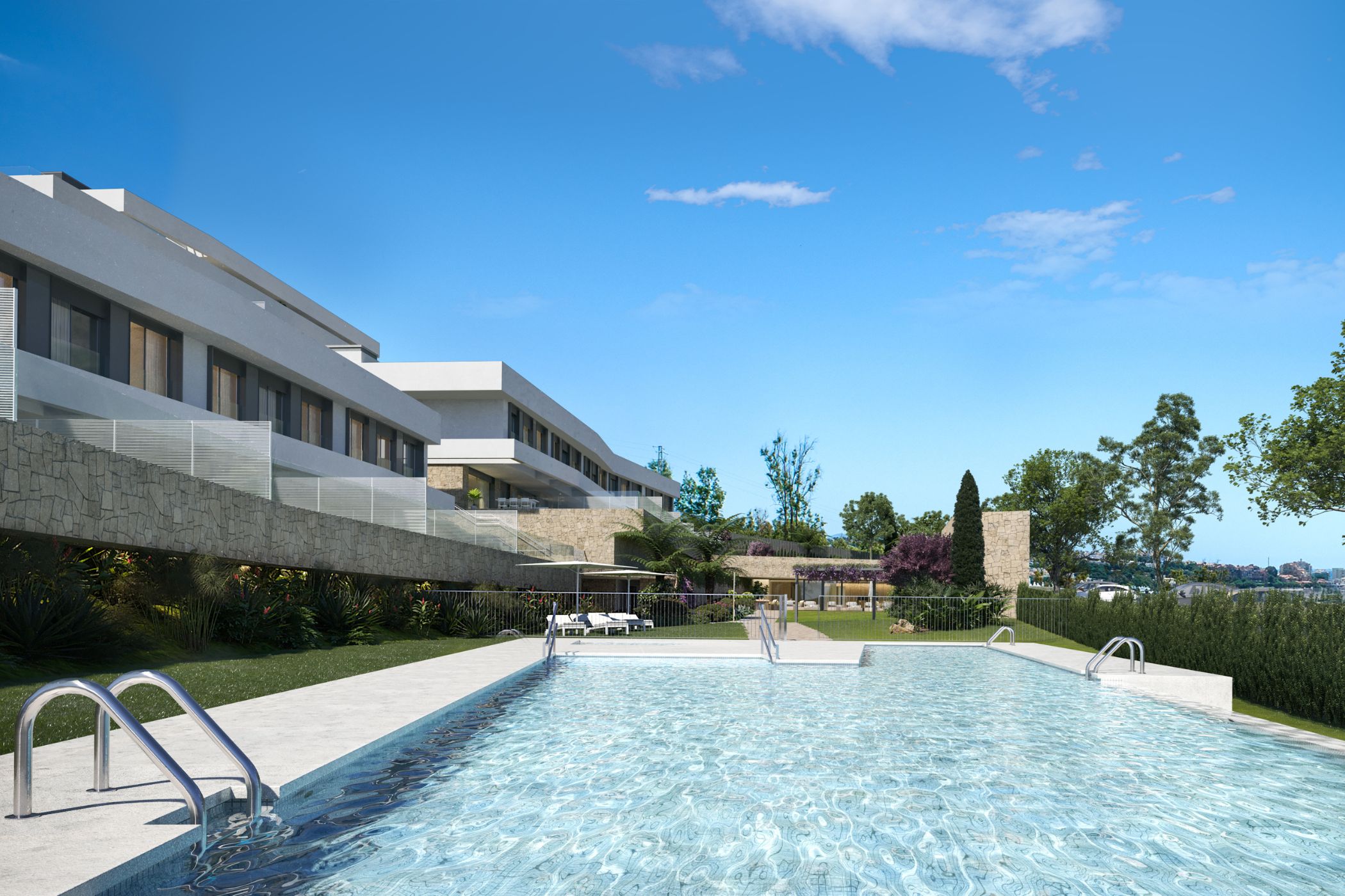 Estepona, Costa del Sol, Spagna — Appartamento con terrazza con 3 camere, vista mare panoramica e piscina 2