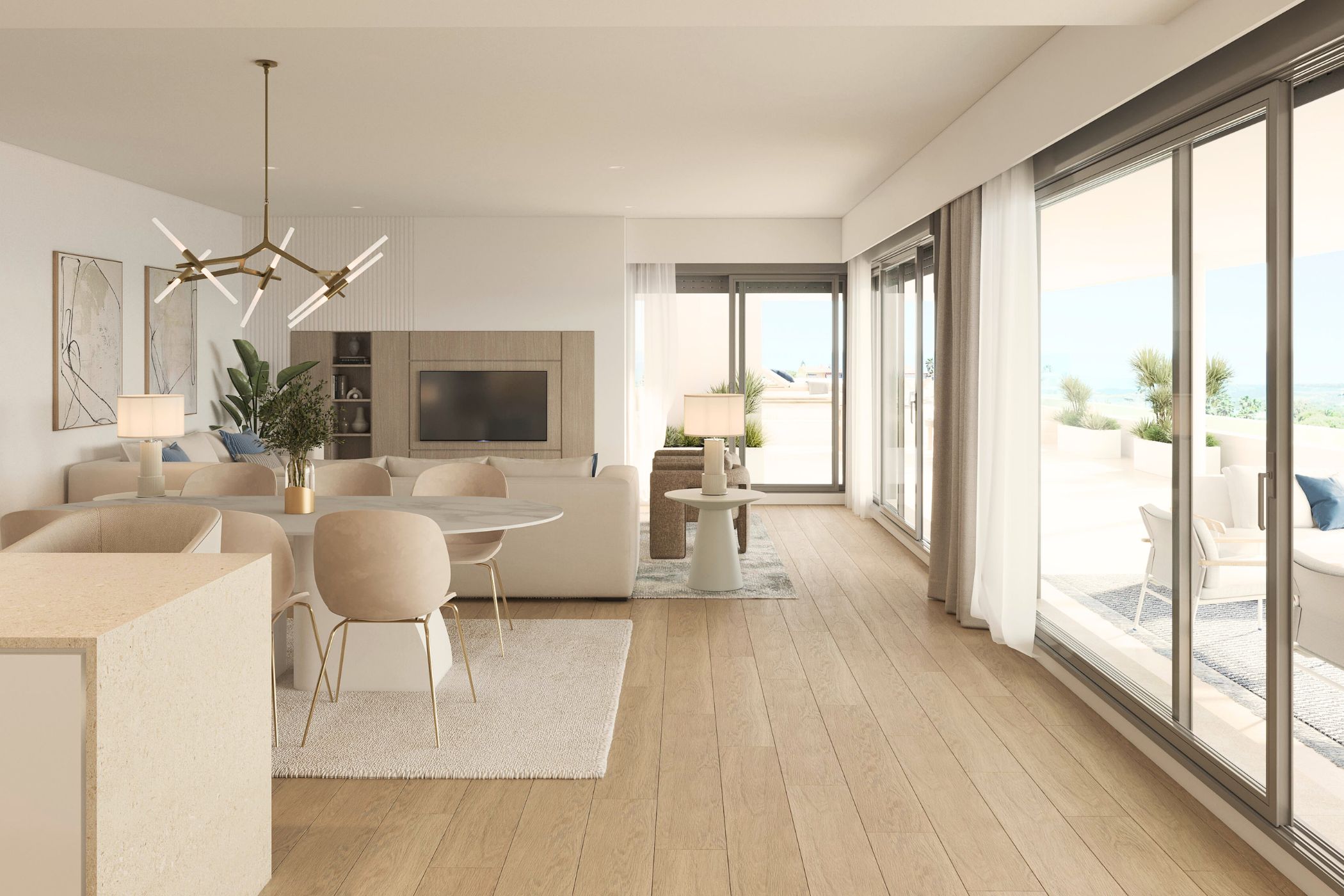 Estepona, Costa del Sol, Spagna — Appartamento con terrazza con 3 camere, vista mare panoramica e piscina 3