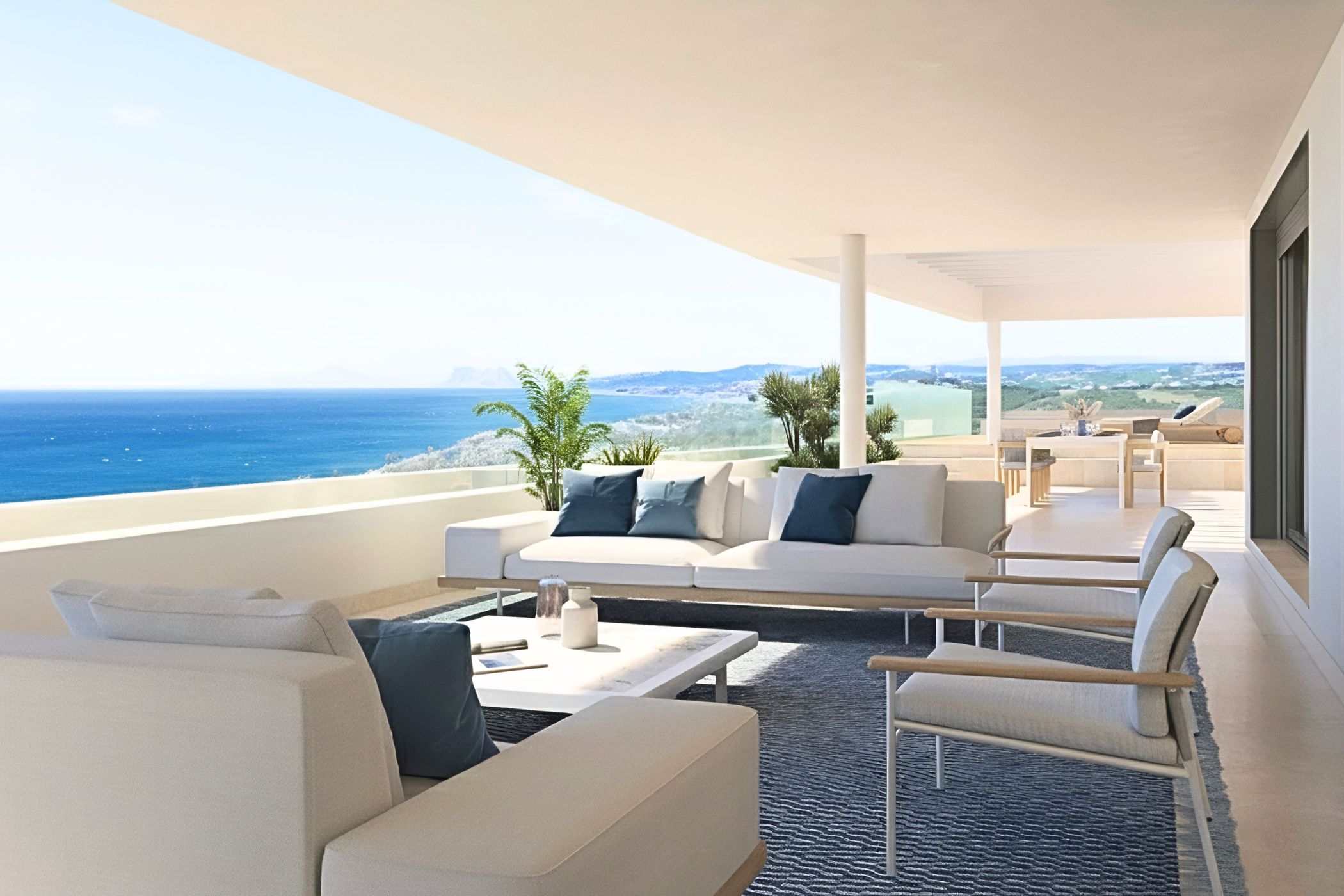 Estepona, Costa del Sol, Spagna — Appartamento con terrazza con 3 camere, vista mare panoramica e piscina