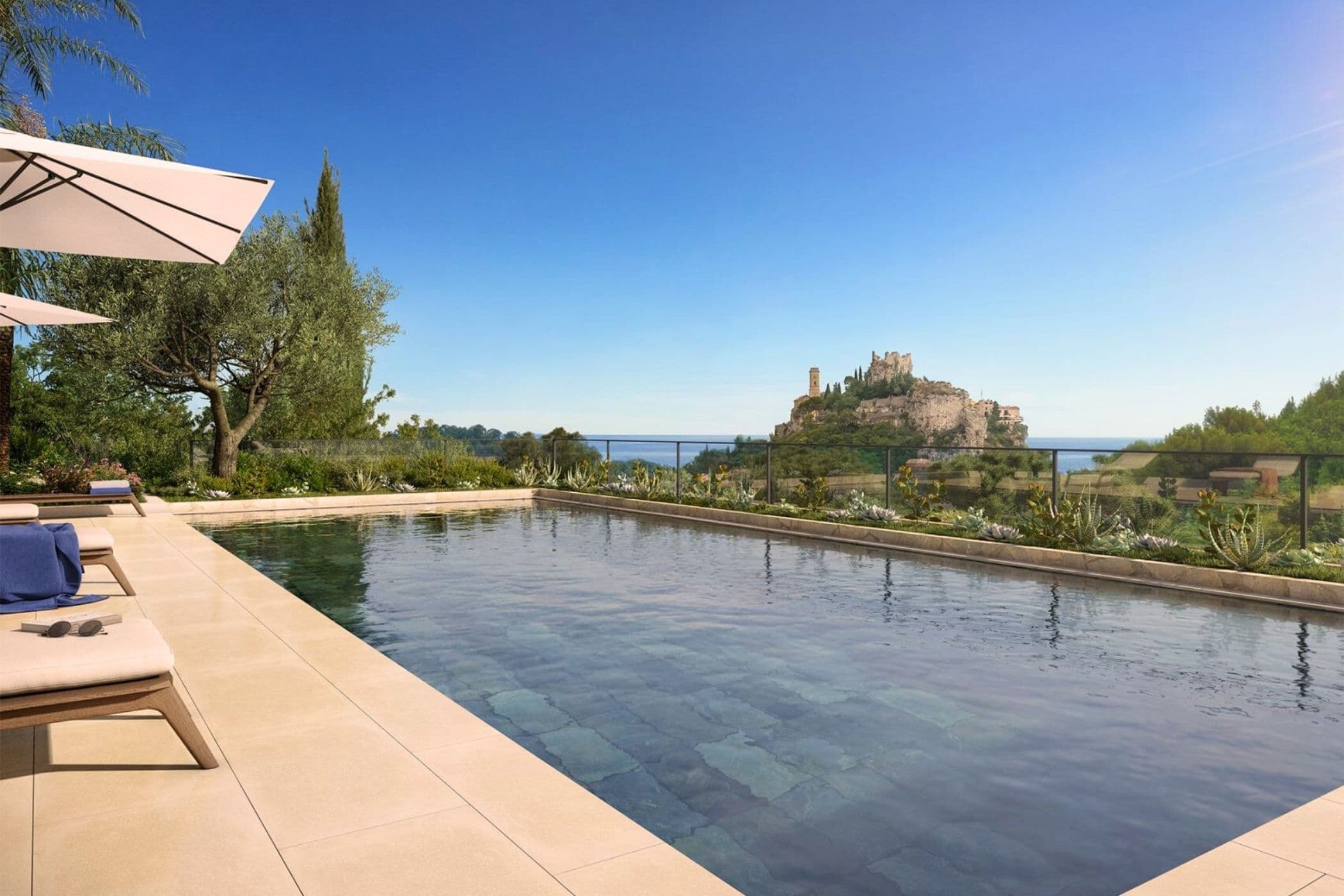 Èze, Côte d'Azur, France — Appartement De 2 Chambres Avec Piscine
