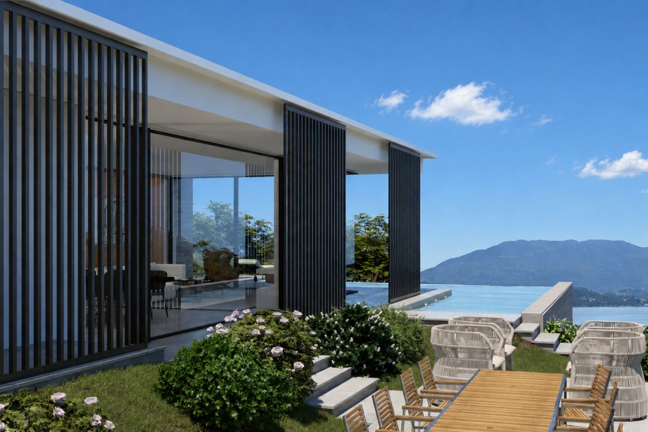 Meina, Lago Maggiore, Italie — Villa avec 3 chambres, vue sur le lac et piscine à débordement — photo 1