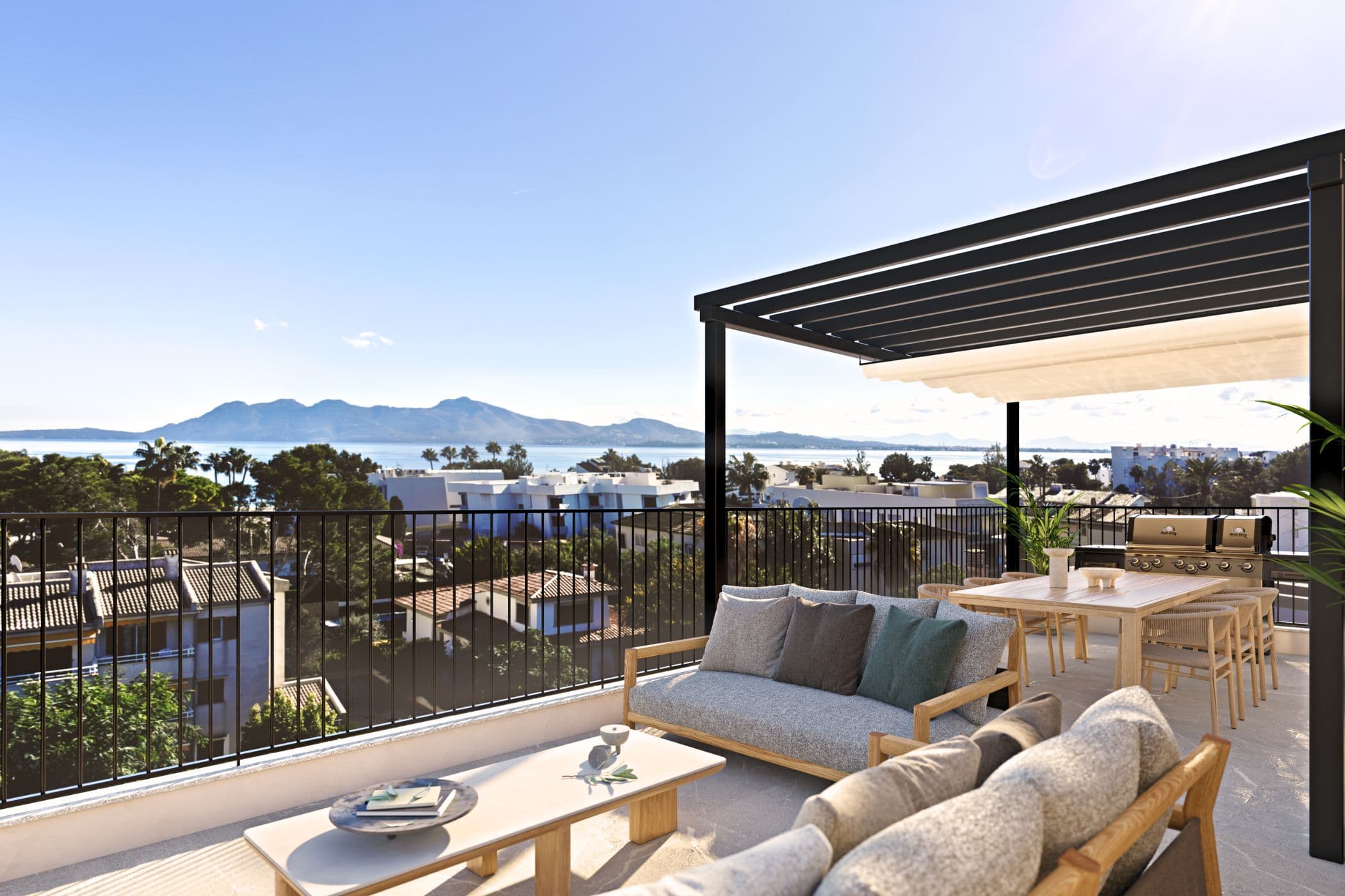 Puerto de Pollensa, Mallorca, Spanien — Penthouse Mit 2 Schlafzimmern Und Meerblick und Pool 2