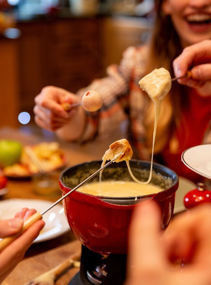 eating fondue