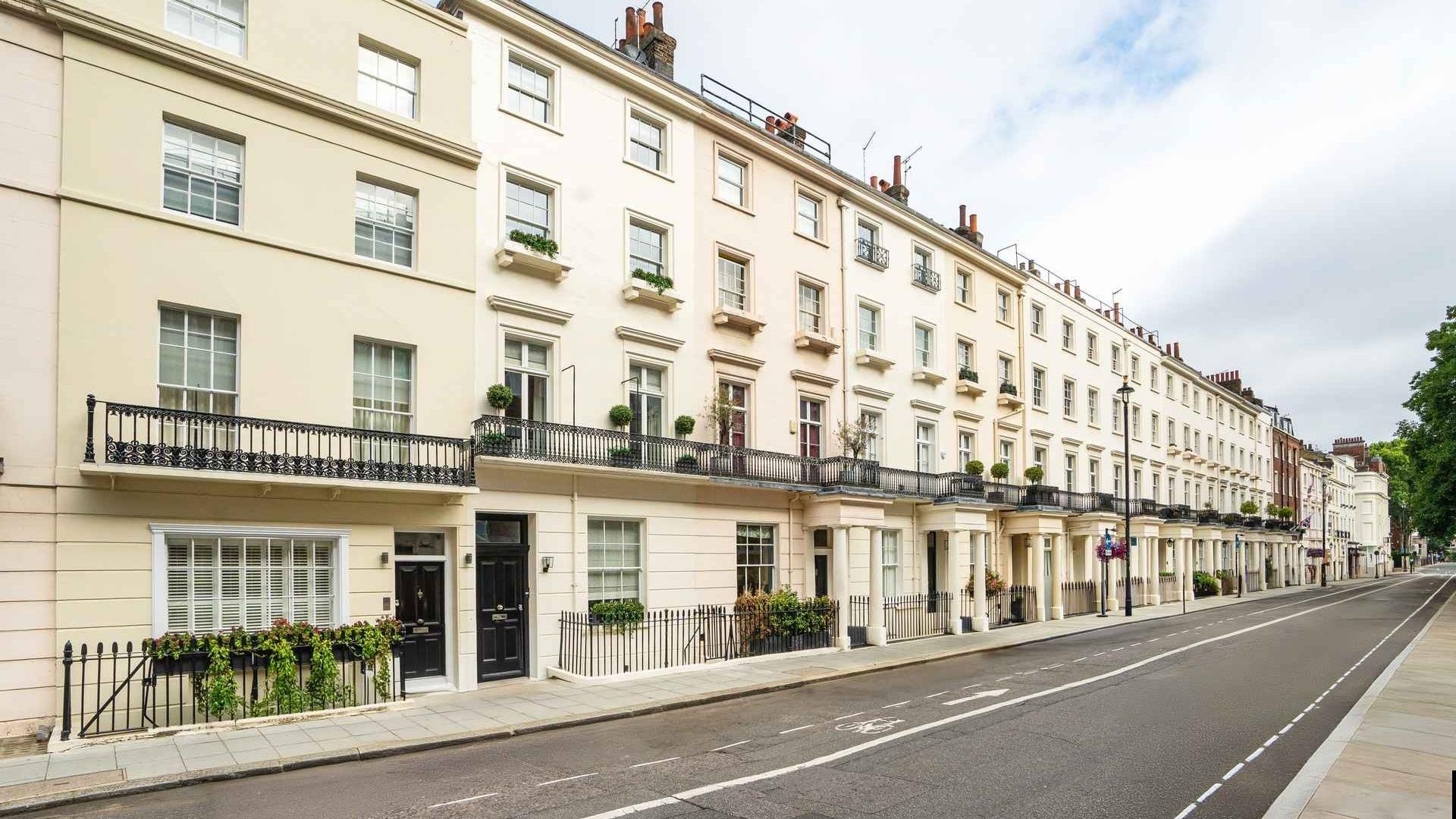 Georgian wrought iron Juliet balcony on London townhouse