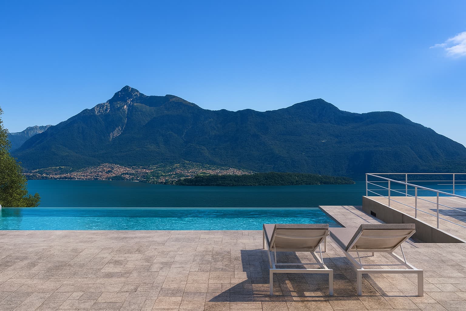 Lake Como fractional ownership view from the infinity pool over the lake