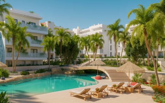 Ibiza Creo Garden | Playa d’en Bossa 2-Bed New-Build Garden Apartment, Pools, Roof Terrace, Sea Views