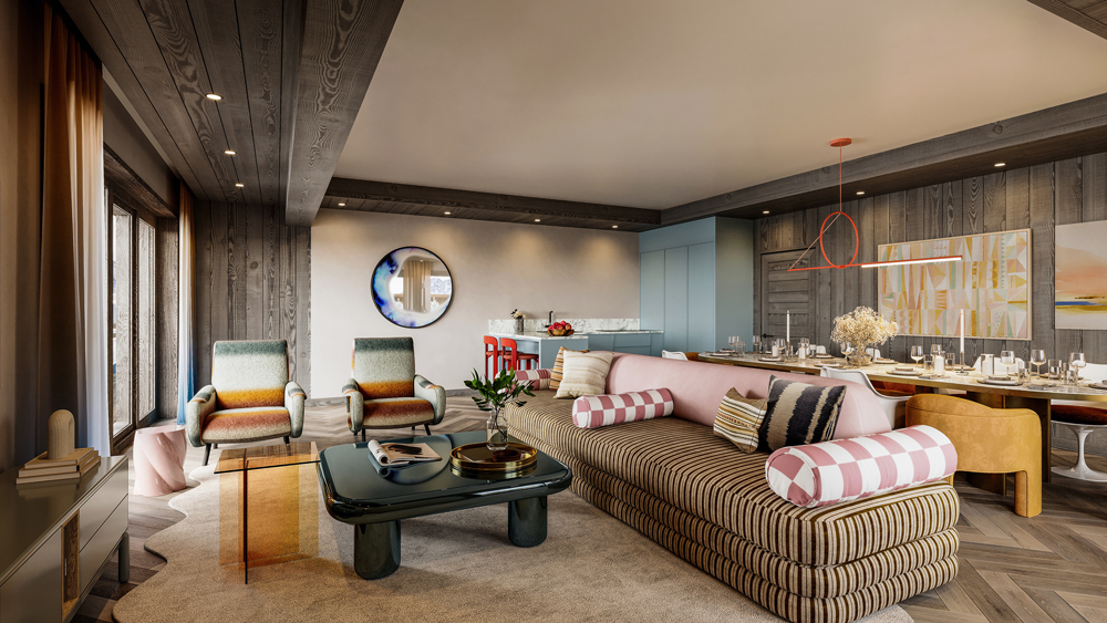 Fractional ownership, Courchevel, living room.