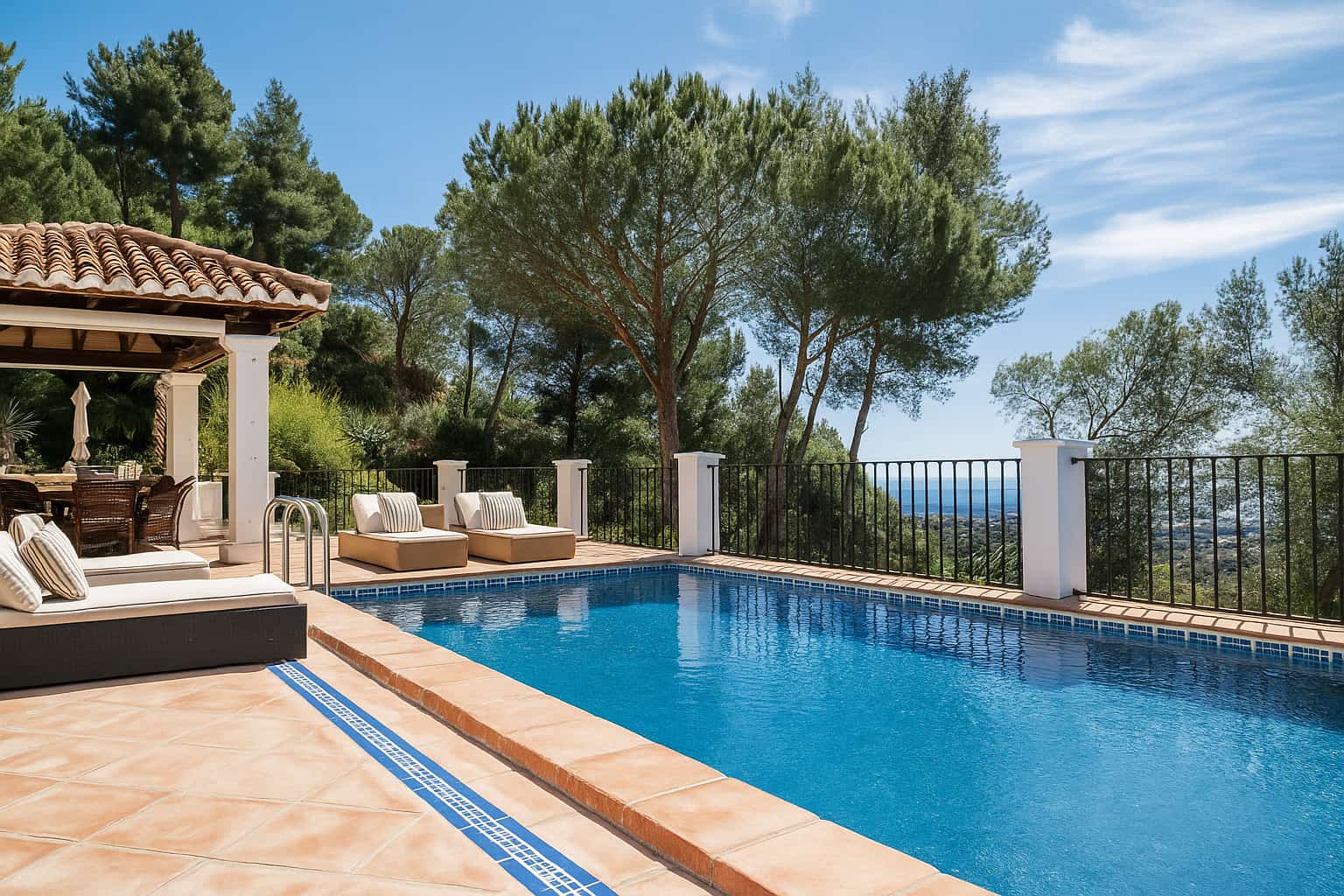 el higueron costa del sol, outside view of the villa from the terrace and pool