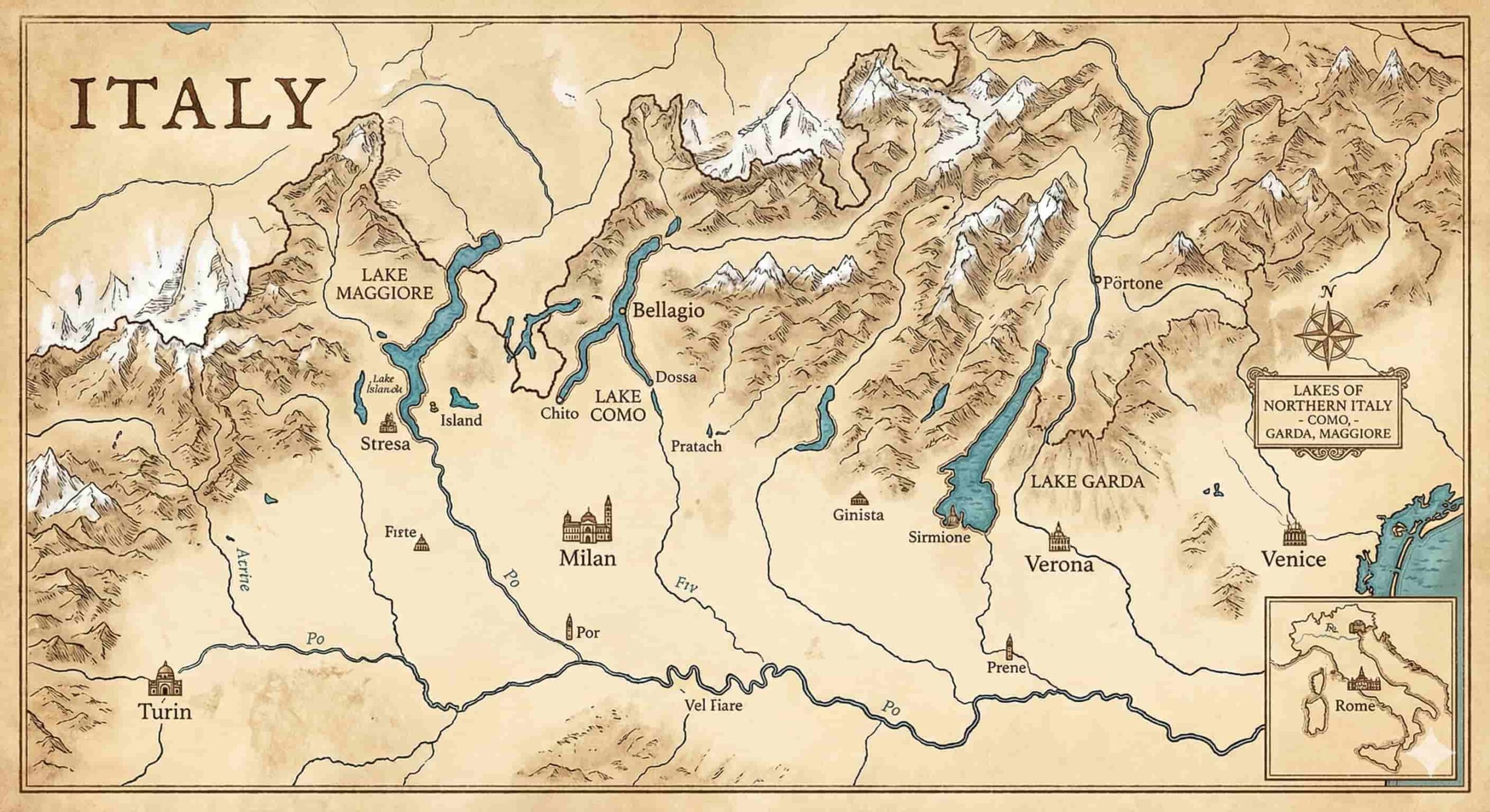 Map of the Italian Lake District